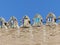 Ceramic decorated battlements of a brick boundarie of Khiva in Uzbekistan.