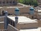 Ceramic decorated  towers of a madrasah of Khiva in Uzbekistan.