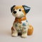 Ceramic Dog Coin Bank - Vibrant Cubism Style - Japanese Traditional Design