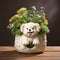 Ceramic Dog Plant Pot: Handmade Glazed China Flowerpot With Playful Expressions