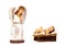 Ceramic figure of The Baby Jesus and the angel of the nativity s