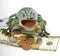 Ceramic frog and money.