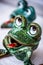 Ceramic green frogs, toys