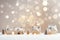 Ceramic houses cozy miniature village decoration Christmas, New Year modern copy space background