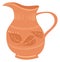 Ceramic jug in traditional style. Hand drawn clay pitcher