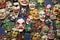 Ceramic masks on display at a market in the city of Salvador, Bahia, Brazil