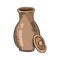 Ceramic milk jug. Pitcher colorful sticker doodle