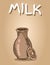 Ceramic milk jug postcard. Pitcher colorful illustration