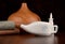 Ceramic Neti pot for nasal cleansing stock images