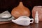 Ceramic Neti pot for nasal cleansing stock images