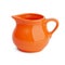 Ceramic orange jug on white background
