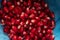 Ceramic plate, peeled, pomegranate seeds, garnets closeup, pomegranate juice, fruit, ripe red, red pomegranate