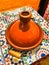 Ceramic pot on the table in morocco, africa