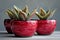 Ceramic pots, Bold, fiery crimson