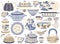 Ceramic pottery. Porcelain teapots, kettles, cups, mugs, bowls, plates, jugs. Faience kitchen crockery or tableware with