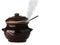 Ceramic saucepan with steam