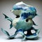 Ceramic sea creature statue, genererated with AI