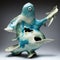 Ceramic sea creature statue, genererated with AI