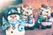 Ceramic snowman and bears,outdoor Christmas decoration.