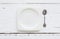Ceramic square dessert plate and tea spoons