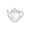 Ceramic teapot or brewing kettle, color sketch vector illustration isolated.