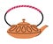 Ceramic Teapot with Handle with Hot Aromatic Tea Brewing Vector Illustration