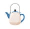 Ceramic teapot isolated on white background. Cute tea kettle in retro style. Hand drawn kitchen crockery. Graphic