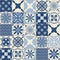 Ceramic tiles blue indigo monochrome color, stylish vector illustration for interior design