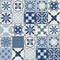 Ceramic tiles for wall decoration, blue indigo color, stylish vector illustration for interior design