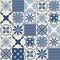 Ceramic tiles for wall decoration, blue indigo monochrome color, stylish illustration for interior design