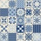 Ceramic tiles for wall decoration, blue indigo monochrome color, stylish vector illustration for interior design