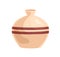 Ceramic vase with rounded sides. Empty volumetric vessel. Earthen object of pottery art. Realistic crockery. Colored