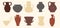 Ceramic vases of various shapes. Antique ceramics with a stamp texture