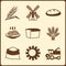 Cereal cultivation and farming icon set