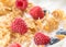 Cereal flakes with fresh raspberry