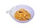 Cereal mix with dried papaya, raisin, apple, peach in bowl