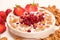 Cereals drenched in milk - quick breakfast with fruits and berries