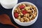 cereals fruit granola breakfast on table