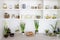 Cereals in jars on a shelf, kitchen interior