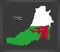 Ceredigion Wales map with Welsh national flag