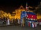 A ceremonial elephant parades past the Temple of the Sacred Tooth Relic in Kandy, Sri Lanka during the Esala Perahera.
