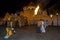 Ceremonial elephants parade past the Temple of the Sacred Tooth Relic in Kandy in Sri Lanka at the start of the Esala Perahera.