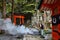 Ceremonial fire at Japanese shrine