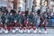 Ceremonial Guard of the Governor General Foot Guards of Canada, with their kilts, parading with speed blur effect