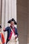 Ceremony for declaration of independence in old costumes takes place at the Washington statue in front of federal Hall National