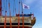 Ceremony of launching a replica of the ancient Russian ship of Tsar Peter I Poltava in Historical Shipyard