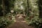 ceremony setup with rustic wooden signs and foliage for garden or forest wedding