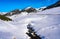 Cerler snow stream in Pyrenees of Huesca Spain