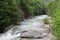 Cerna mountain river in springtime, Herculane, Romania