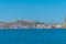 Cerro de los Moros viewed behind port in Cartagena, Spain